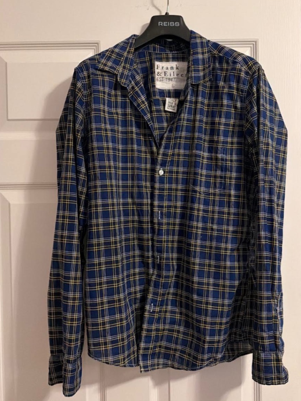 Frank & Eileen Plaid Button Down, size Large